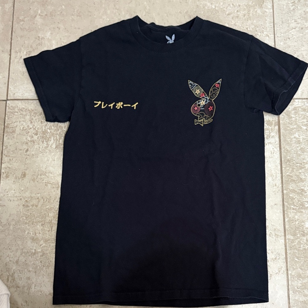 PLAYBOY Black Tee with Colorful Logo